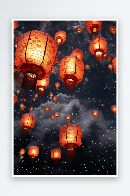 復(fù)古中國風(fēng)孔明燈素材圖