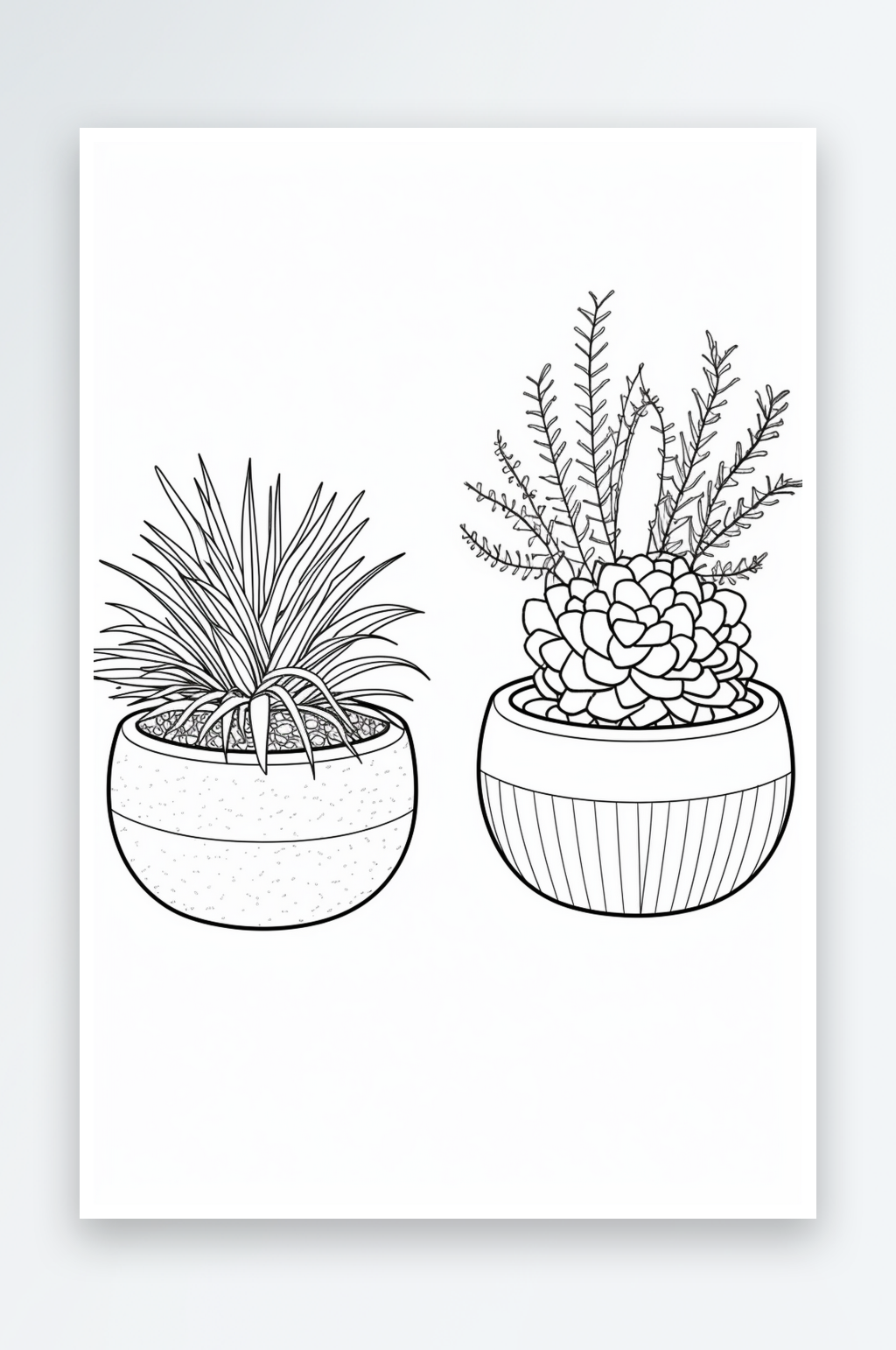 简约线稿盆栽植物盆栽素材素材