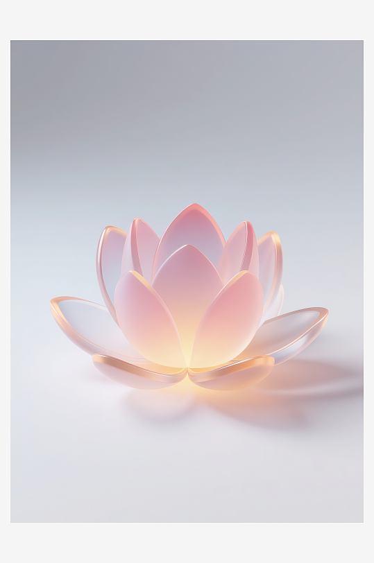 磨砂渐变立体图标荷花