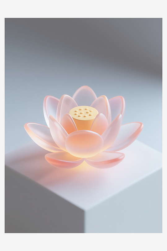 磨砂渐变立体图标荷花