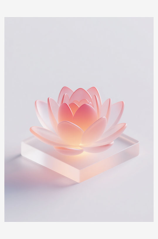 磨砂渐变立体图标荷花