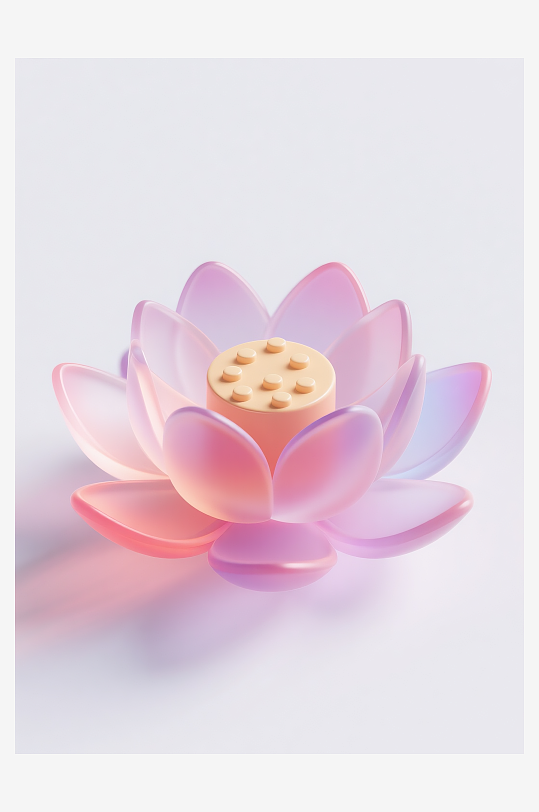 磨砂渐变立体图标荷花