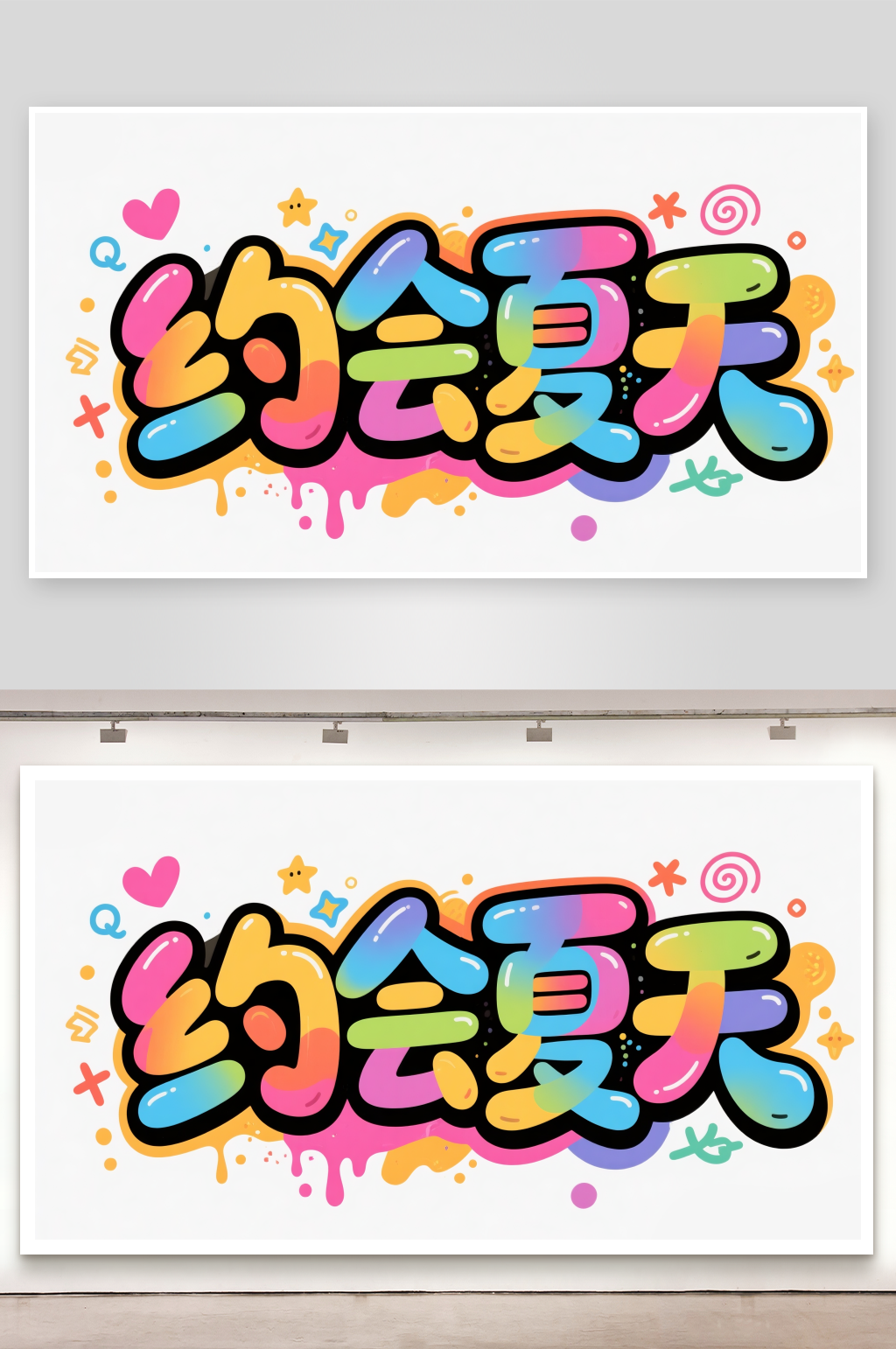 简约约会夏天艺术字简约艺术字素材
