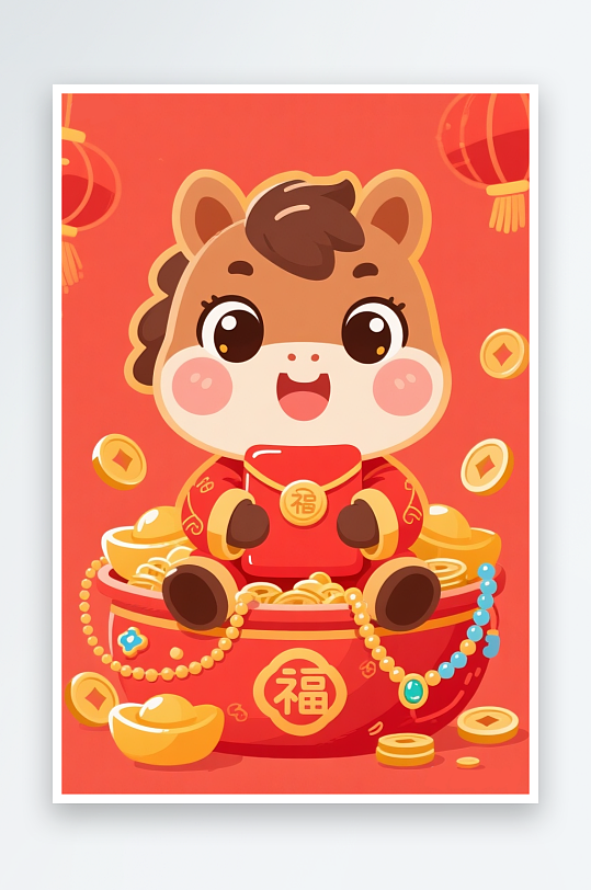 可愛卡通馬十二生肖馬素材