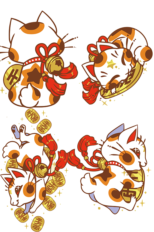手绘招财猫.png-众图网