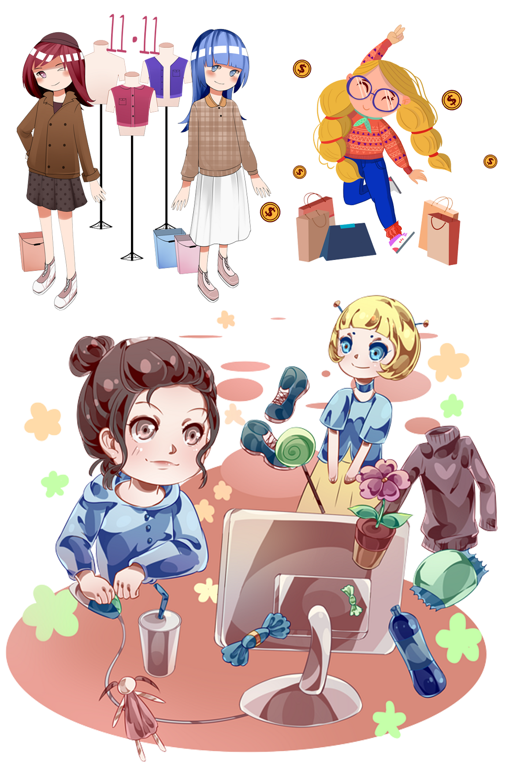 手绘夏季服装促销.png素材