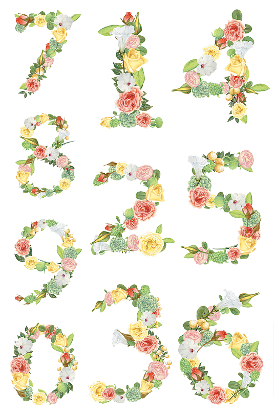 绿植花瓣数字元素.png