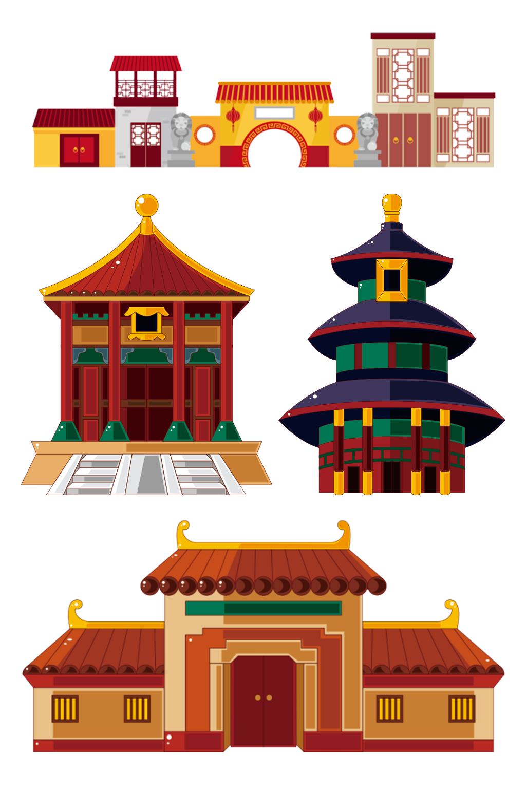 国潮建筑素材.png素材