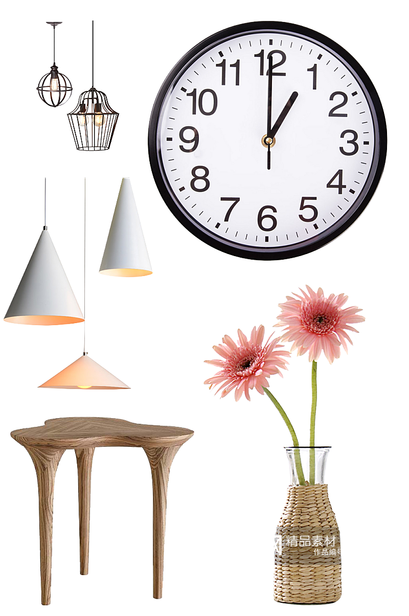 家具吊灯钟表花卉素材