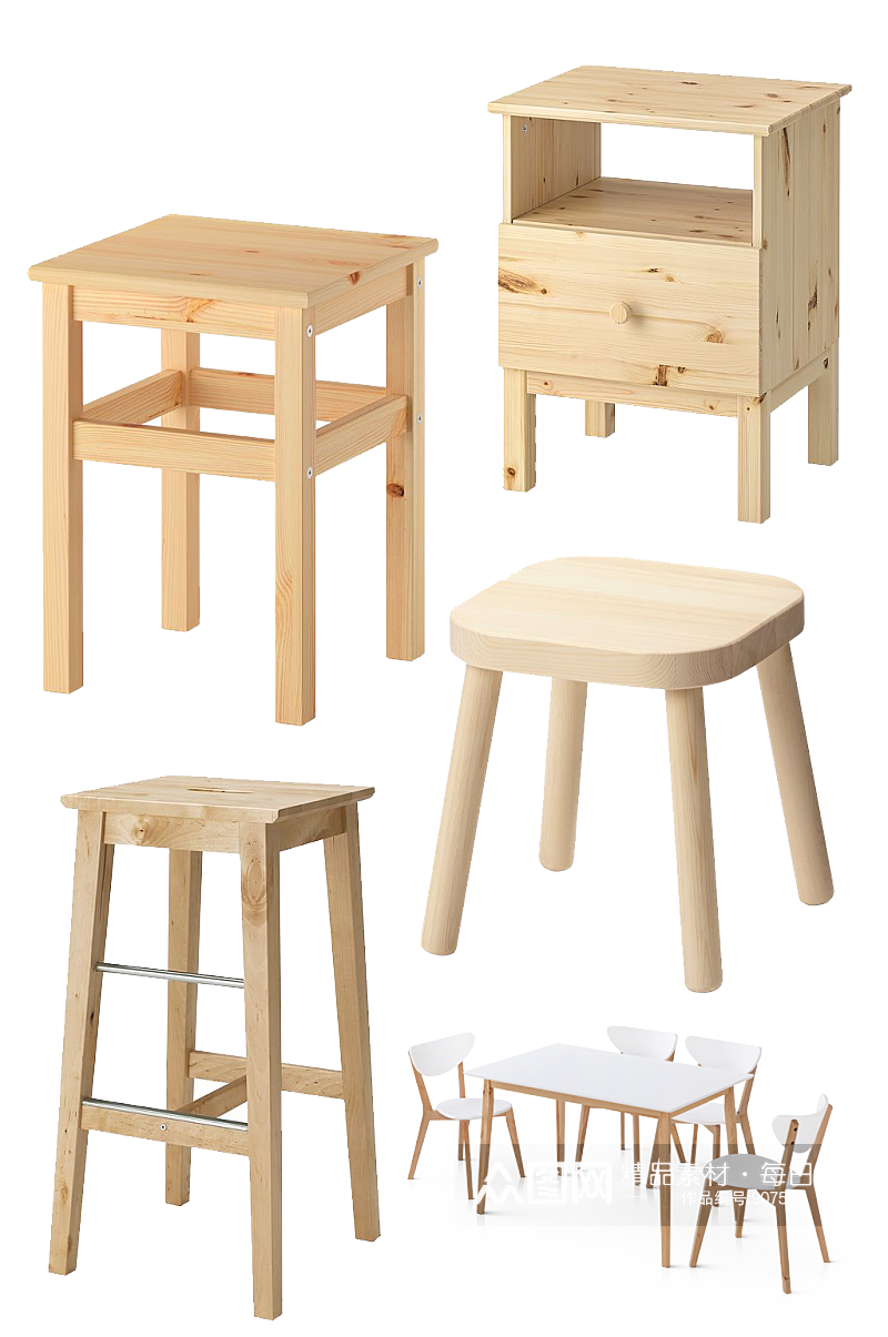 家用木质板凳使用素材
