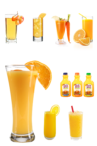 高清免抠饮料果粒橙