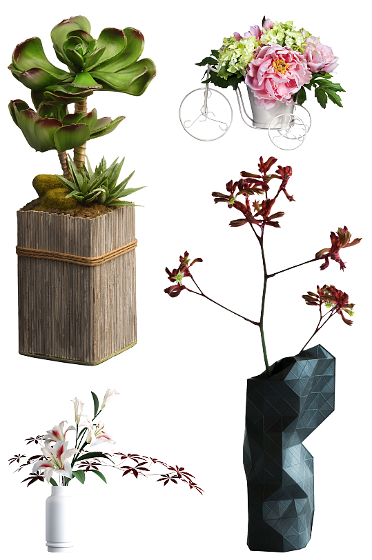 抽象花卉花盆元素