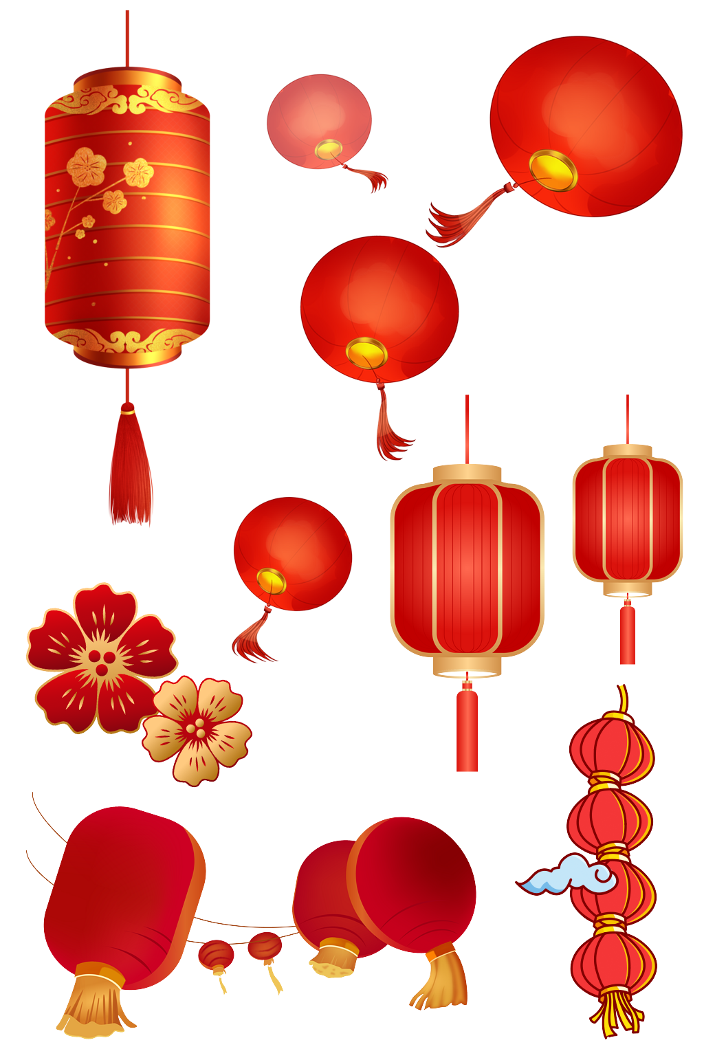 国潮春节灯笼素材素材