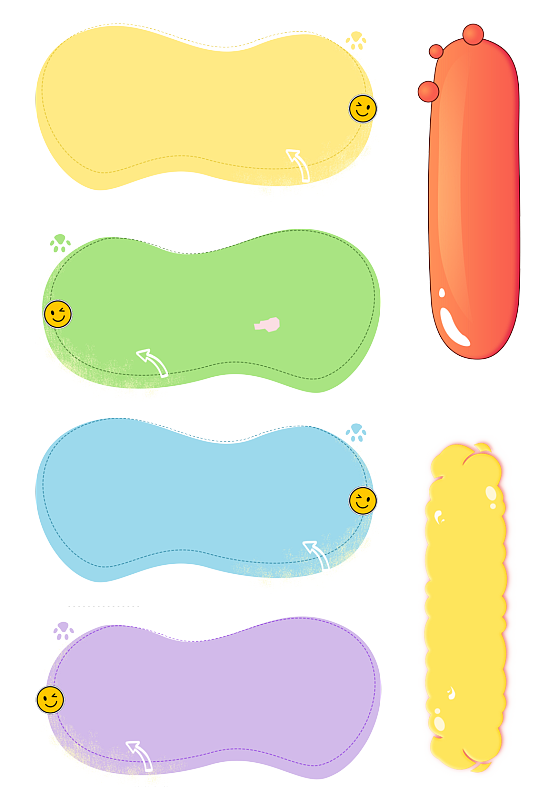 手绘彩色标签纸素材-众图网