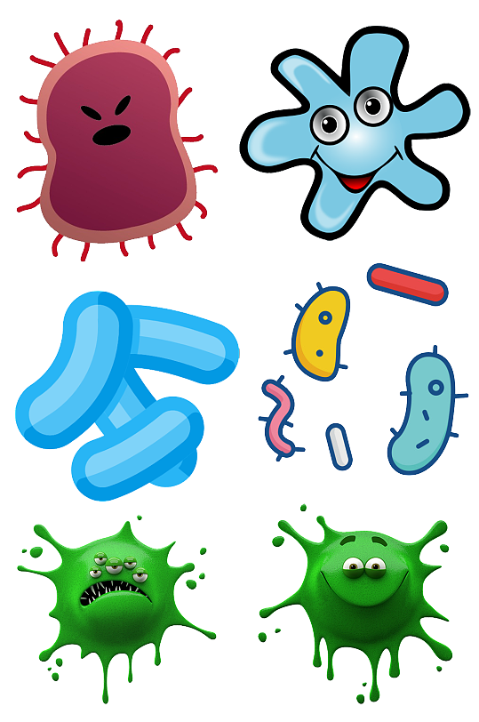 扁平手绘生物细菌插画