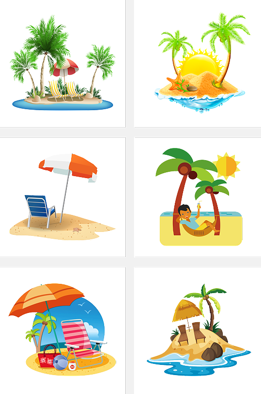 阳光海滩度假村插画