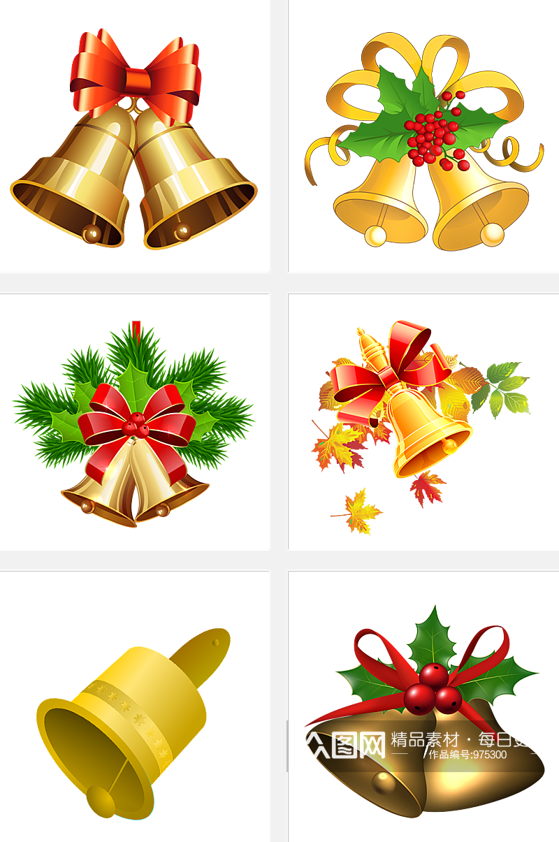 蝴蝶结铃铛圣诞季素材