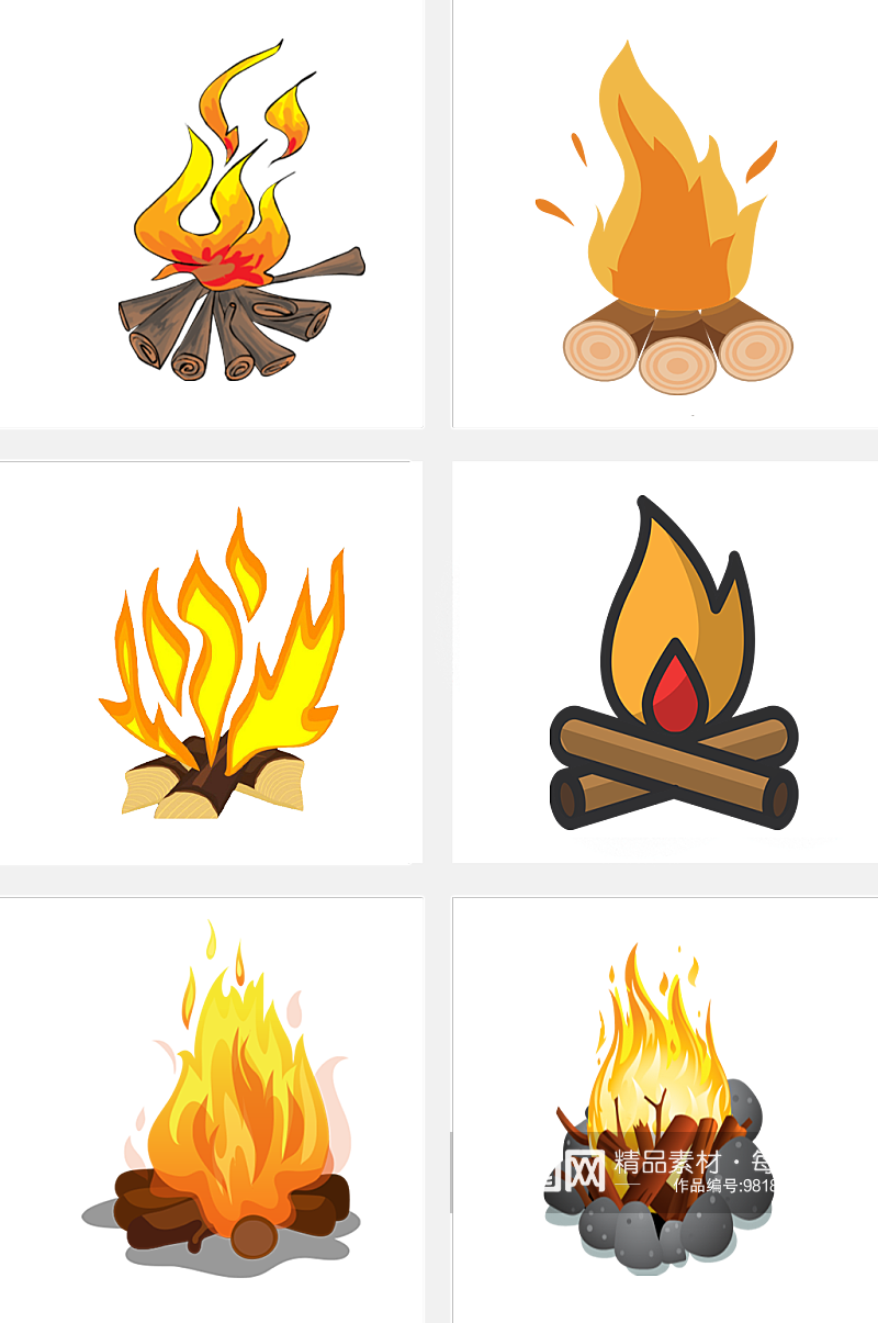 手绘火焰木材素材素材