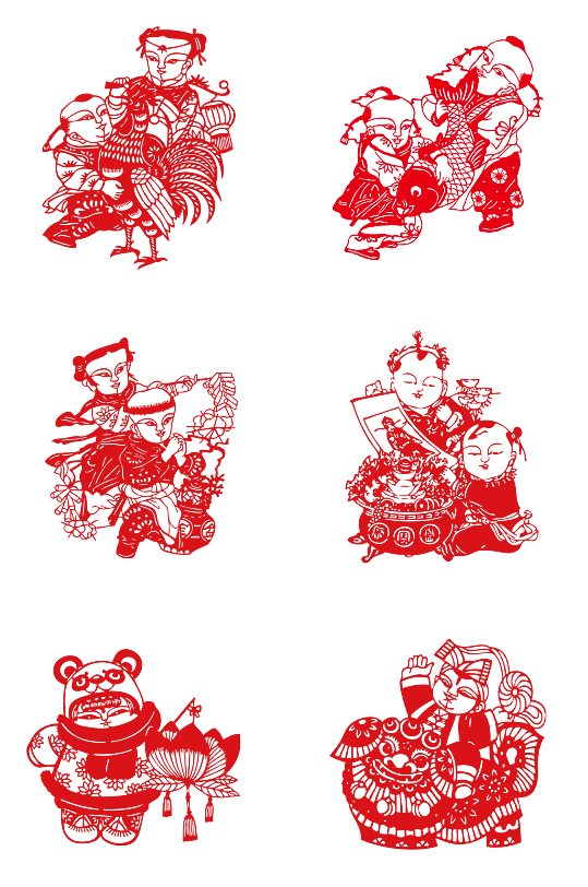 剪纸窗花牧童放牛-众图网