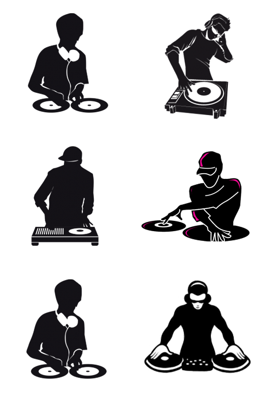 音乐DJ剪影插画