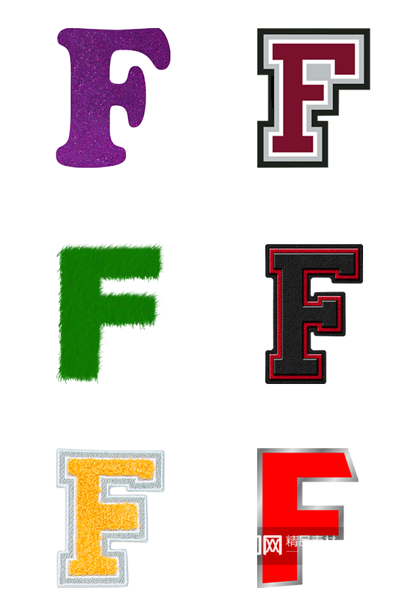 大写字母F烫金字体素材