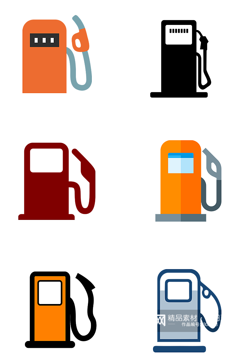 扁平加油站图标元素素材