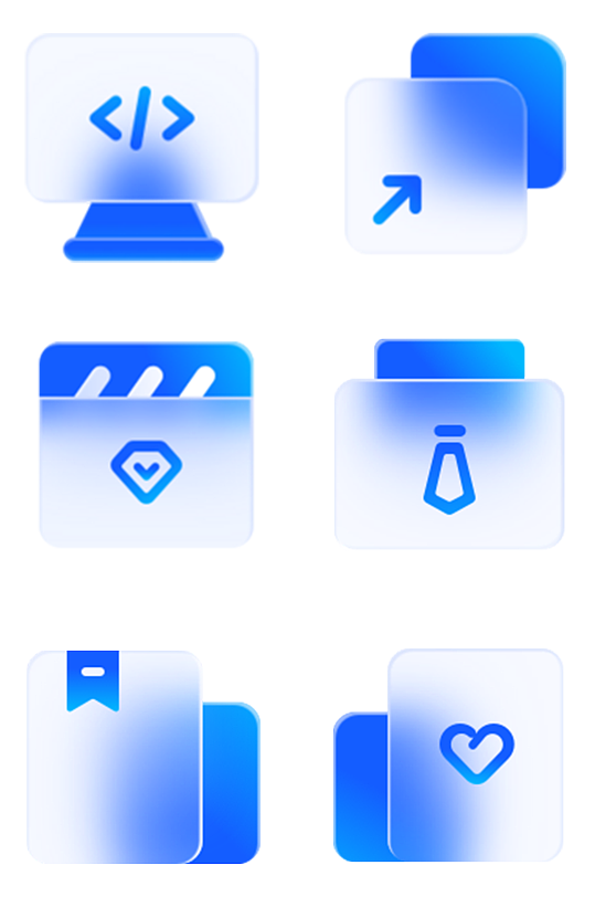 渐变玻璃蓝色科技icon