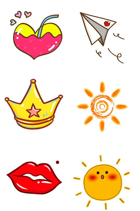 手绘扁平太阳皇冠