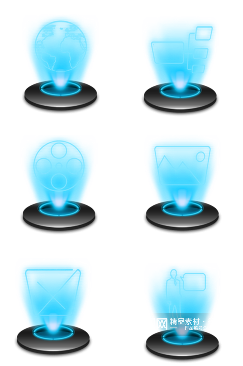 蓝色立体科技icon素材
