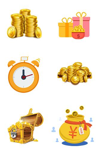 金币宝箱礼盒钟表