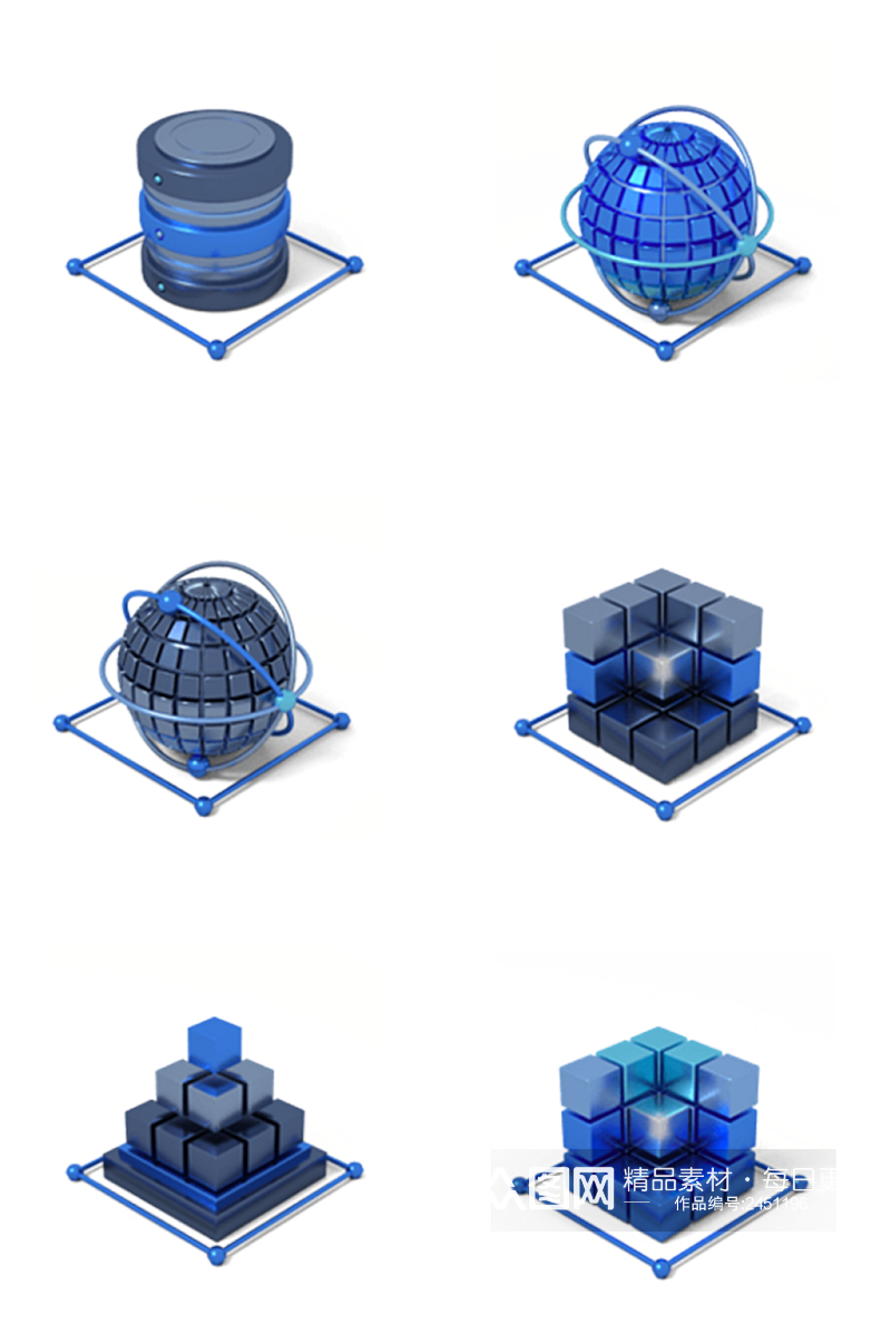 互联网科技3D图标素材