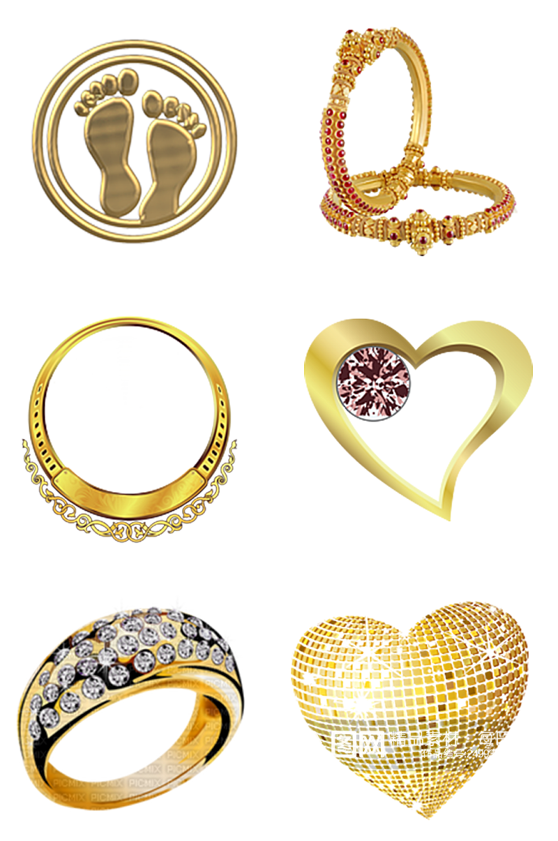 黄金珠宝戒指钻戒素材