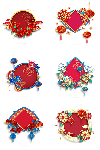 喜庆免抠中式春节素材