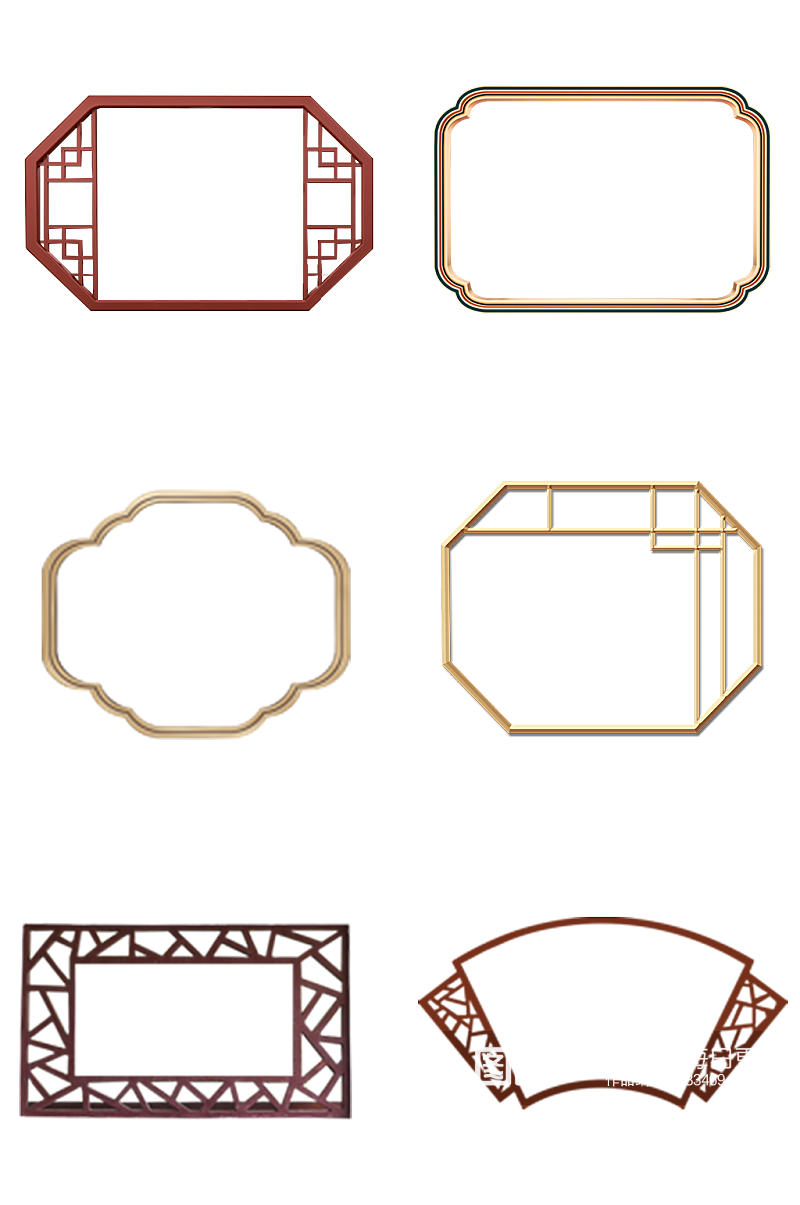 中式古风门框窗户素材