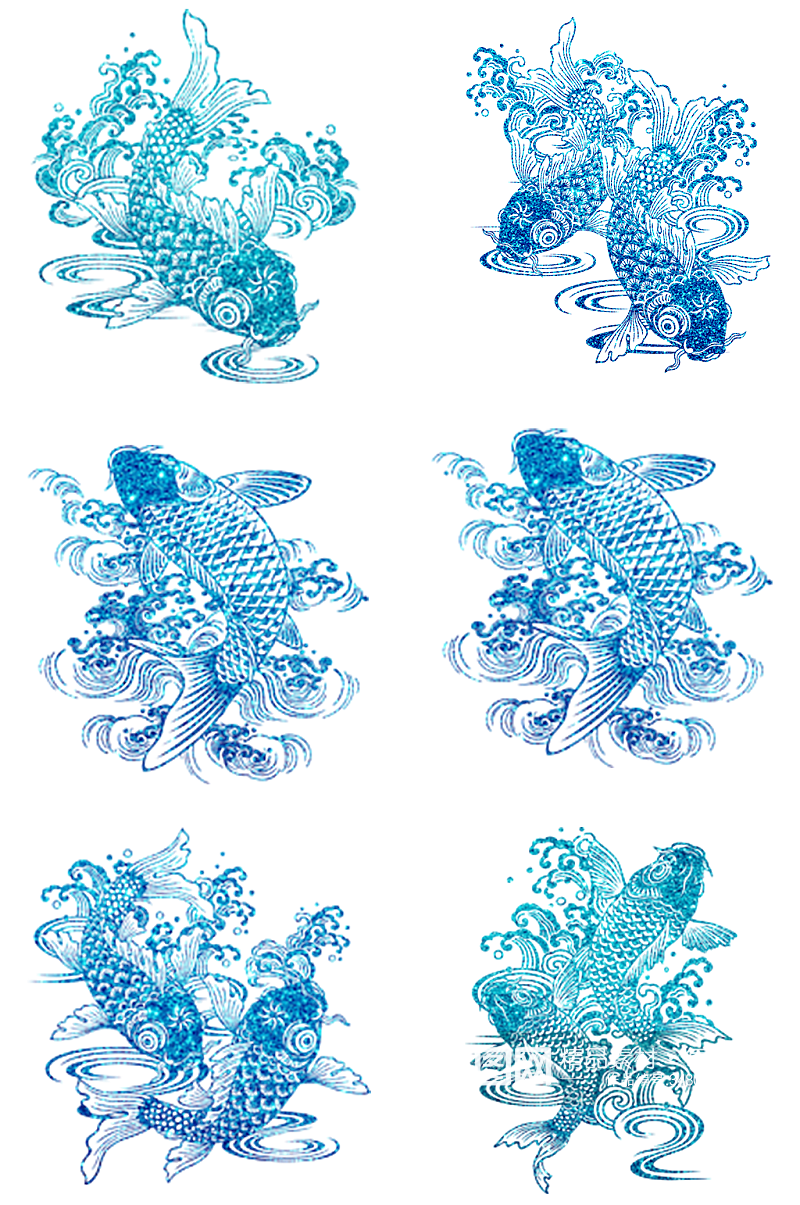 鲤鱼手绘纹身图案素材