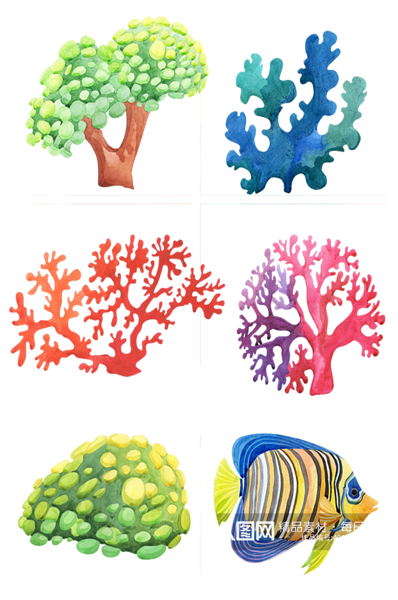 树木海洋海草鱼类素材