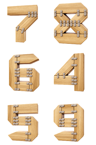 木头拼接阿拉伯数字