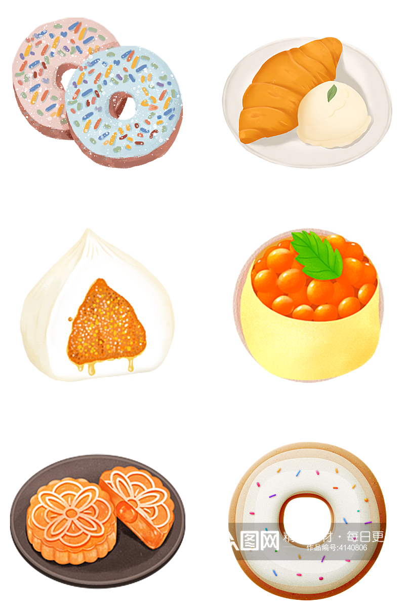 中秋月饼甜甜圈美食素材