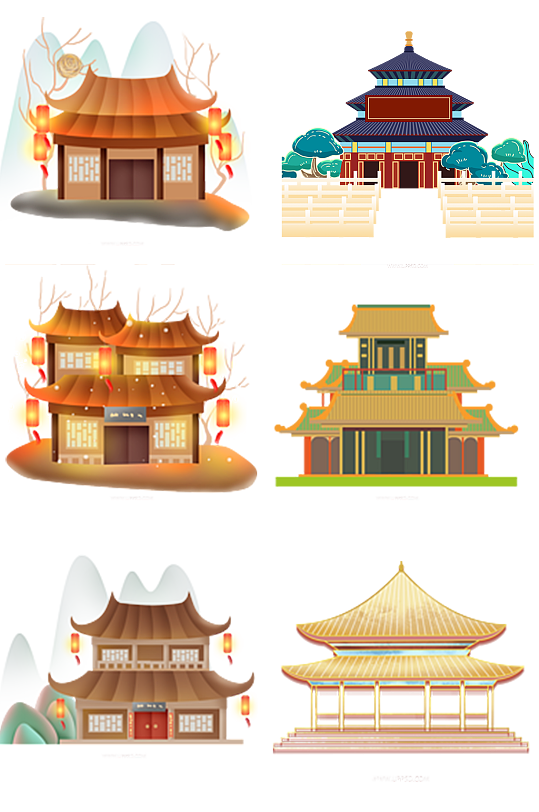 國(guó)潮古風(fēng)建筑標(biāo)志插畫(huà)