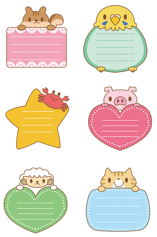 动物卡通扁平贴纸标签-众图网