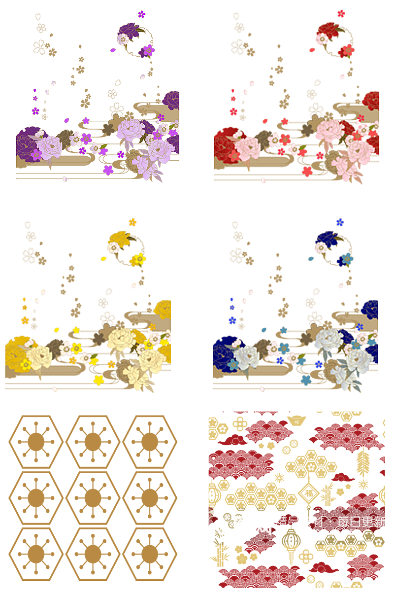 国潮春节装饰底图素材素材