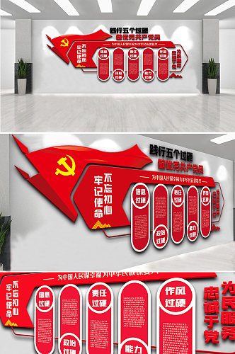 大气践行五个过硬做优秀共产党党员文化墙