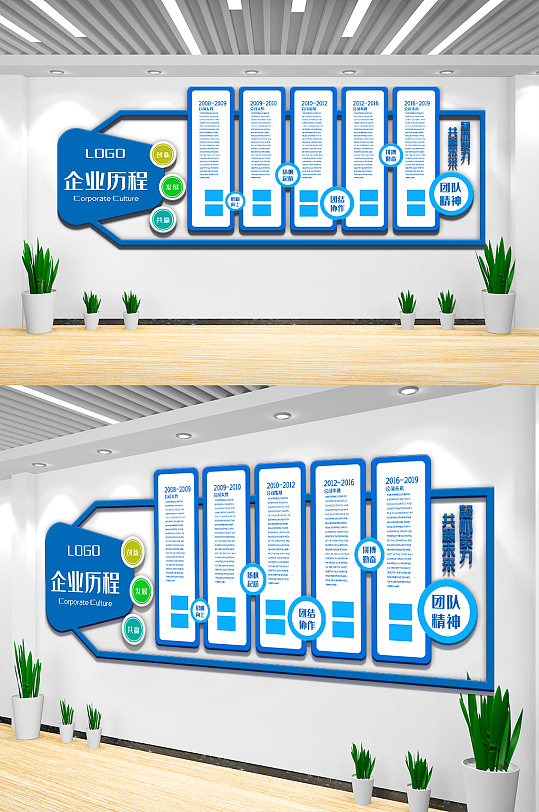 蓝色企业发展历程内容知识宣传栏文化-众图网