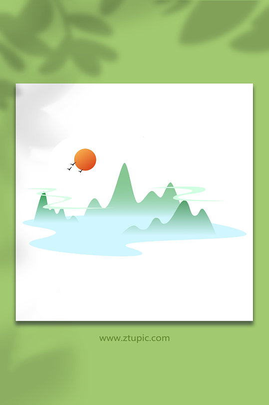 簡約中國風(fēng)背景國潮山水元素插畫