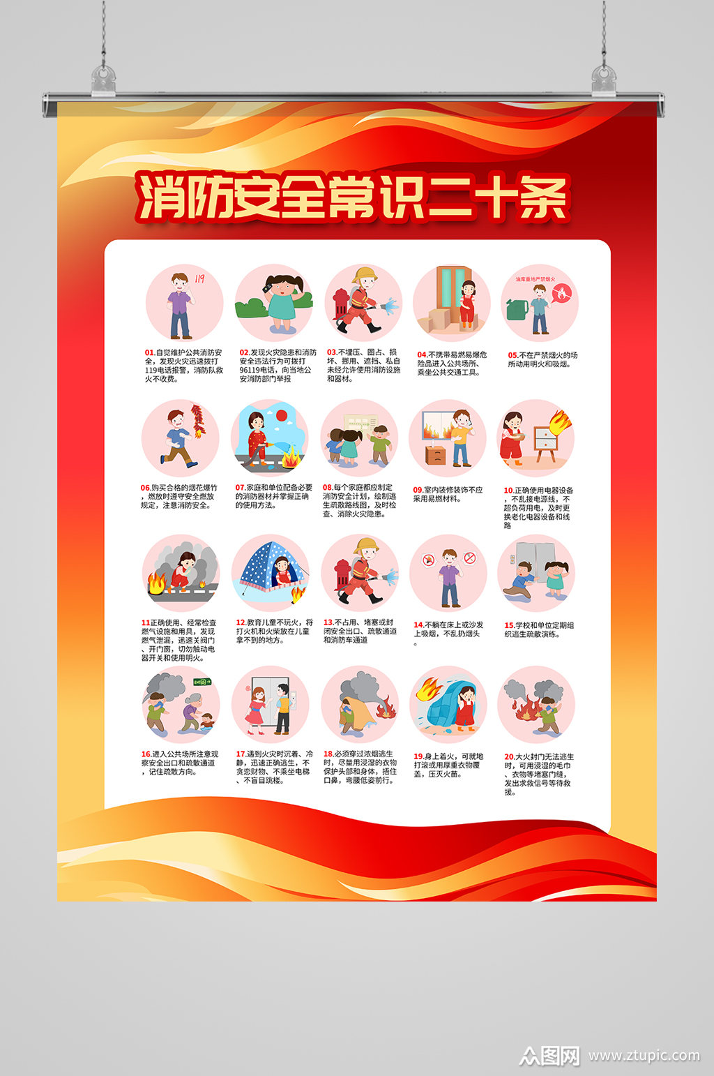 消防安全常识二十条海报