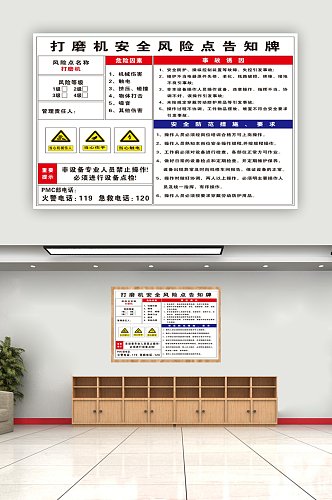 打磨机安全风险点告知牌