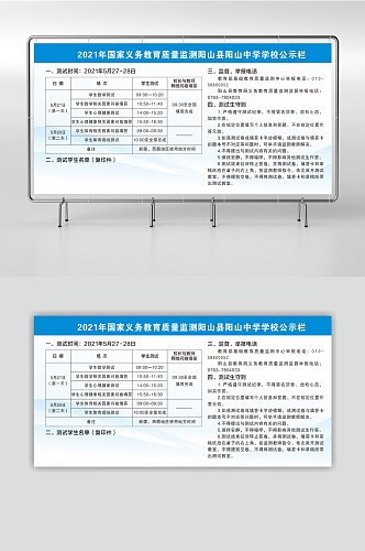 学校2021教学质量监测公示栏