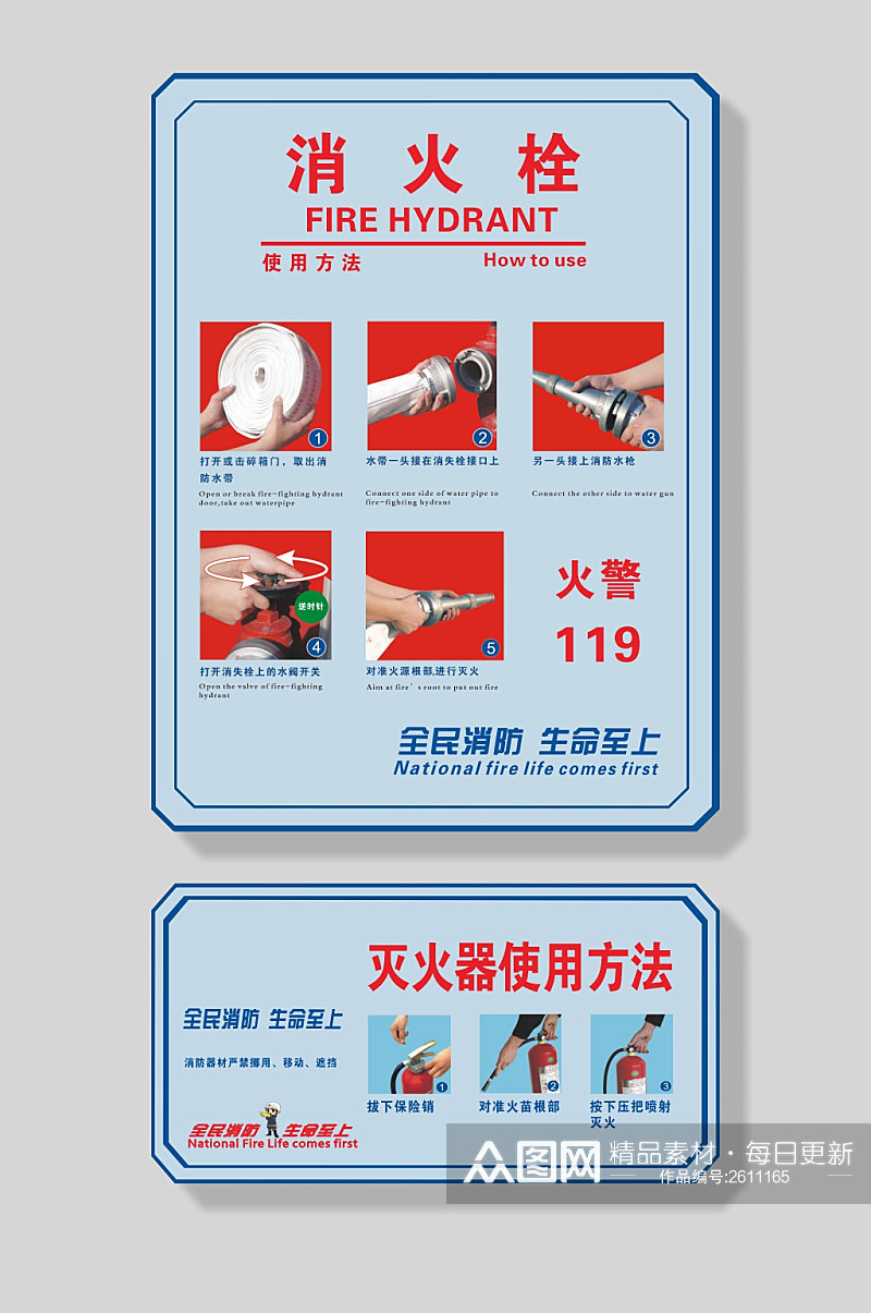 消防栓灭火器使用方法消费安全标识素材