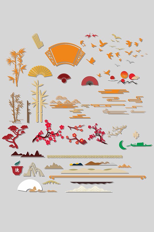 中国古风乡村振兴素材-众图网