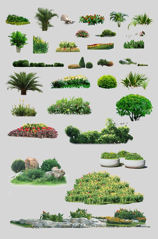绿化花草树木免扣元素素材-众图网